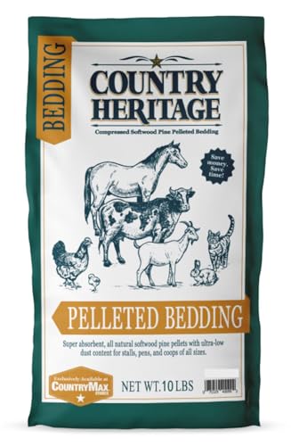 Country Heritage Pine Pellet Bedding – Low Dust, Highly Absorbent, All-Natural for Small Animals & Chicken Coops, 10 lb (Pack of 1) - size: 10 Pounds (Pack of 1)