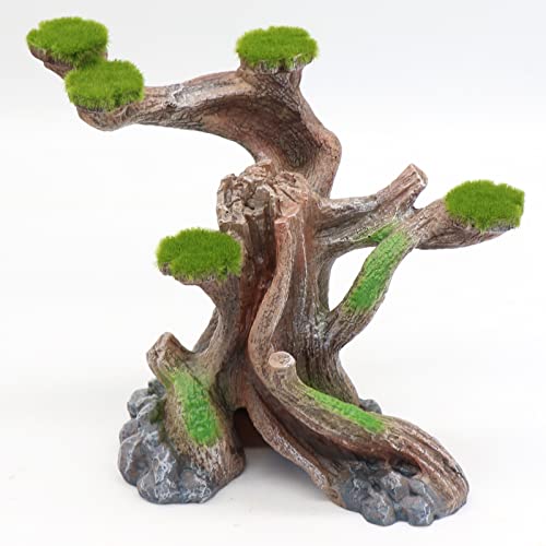 relaqcc Reptile Decor Aquarium Decorations Artificial Moss Resin Fish Tank Rocks Simulation Hollow Tree Leopard Gecko Trunk Accessories Aquarium View(Medium) - size: Medium-A