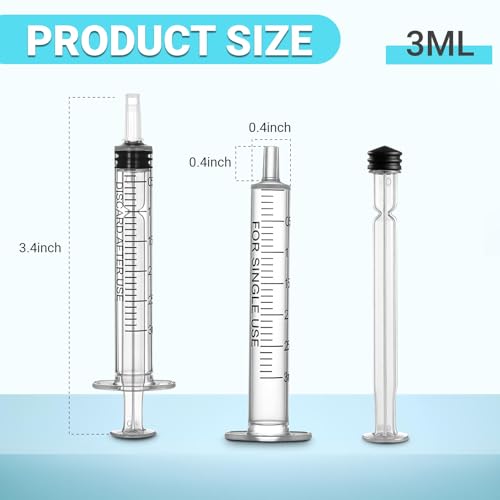 100 Pack 3ml syringe, Bulk 3ml oral syringe, Premium syringe for liquid, for Pet Feeding, Lab Use, Liquid Measuring, Oil & Glue Dispensing, Leak-Proof 3cc Needle-Free Syringe - size: 3ml Syringes-100pcs