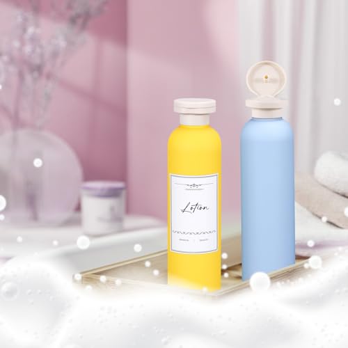 Travel Shampoo Bottle, Empty Plastic Squeeze Bottles 8.8oz with Flip Cap, Lotion Container for Toiletries Travel Size Shampoo and Conditioner - color: Yellow