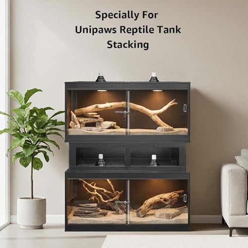 unipaws Reptile Enclosure Stacker for 50 Gallon Reptile Tank | Stand for unipaws Reptile Terrariums, Stackable Base with Heat Lamp Openings and Metal Reinforced Corners, Black - color: Black, size: Stacker for 50 Gallon Tank