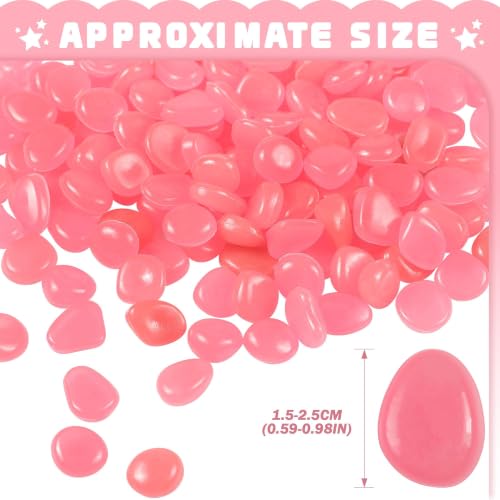 OSOPOLA 150 PCS Glow in The Dark Rocks - Pink Luminous Stones | Fish Tank Accessories Turtle DIY Decor Pebbles for Fairy Garden Yard FD05PK150 - color: Pink/150 pcs, size: 2.5x2x0.5cm