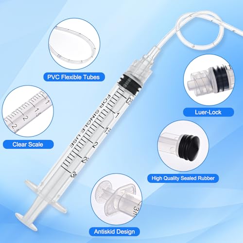 10 Pack 3ml Luer Lock Syringe - Syringes for Liquid with Soft Tube - Individually Pcakaged,Scientific Labs and Measuring, Refilling Inks - style: 3ml - 2.0mm Tube