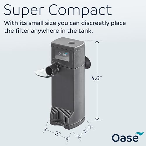 Oase BioCompact 25 Internal Filter for Aquariums – Compact, Discreet Multi-Stage Filtration – Adjustable Flow, Ideal for Small Freshwater Tanks and Paludariums up to 10 Gallons - size: Compact