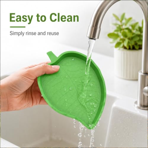 YAPROMO 2 Pcs Leaf Reptile Food Dish, Reptile Water Bowl, Turtle Feeding Dishes for Tortoise Corn Snake Crawl Pet Bearded Dragon, Lizards, Gecko Drinking and Eating