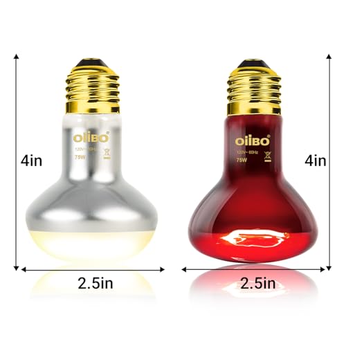Reptile Heat Lamp Blub, 2Pack 75W Day & Night Reptile Heat Lamp,UVA Daylight Heat Basking Bulbs Infrared Heats Light Bulb for Reptiles Bearded Dragon Lizard Turtle