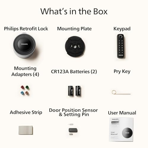 Philips WiFi Smart Retrofit Lock + Wireless Fingerprint Keypad, Update Your Existing Deadbolt, Built-in WiFi, Remote Control, Deadbolt Lock with Voice Control, Auto Lock, Interior Knob, Sliver - color: Sliver, size: WiFi Deadbolt + Fingerprint Keypad