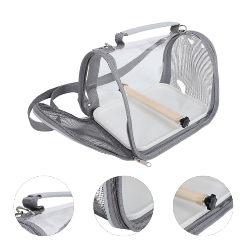 Lightweight Portable Bird Carrier Cage with Wood Perch and Plastic Bag for Parrot and Lizards, Easy Cleaning and Robust Structure Travel Carrier for Outdoor Adventures and Takeout