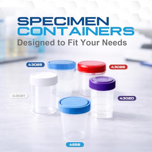 Dynarex LabChoice Specimen Containers for Urine Sample Collection - 4 oz - Non-Sterile - Frosted Writing Label - Leak-Resistant Screw-On Cap, Case of 500 | Polypropylene Cup, Polyethylene Screw Cap, Frosted Writing Area, Leak Resistant Closure, Urine Coll