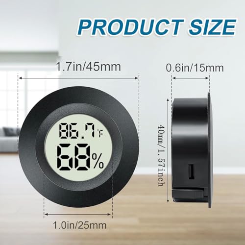 2 Pack Mini Digital Hygrometer Gauge Indoor Thermometer, LCD Monitor Temperature Outdoor Humidity Meter for Greenhouse Jars Incubators Guitar Case, Fahrenheit (℉) or Celsius(℃) - color: Back-2 pack