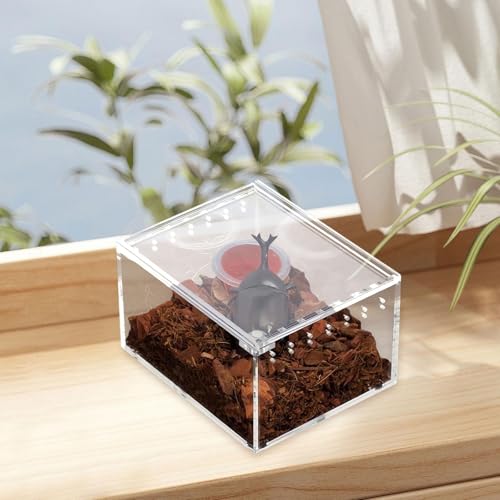 Reptile Terrarium Breeding Box Ventilated Container Enclosure for Lizards Terrapin Crayfish Snake- 10.5cmx8.5cmx6cm