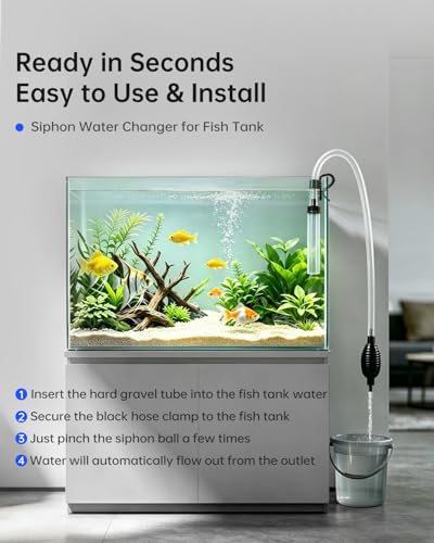 6ft Siphon Hose Fish Tank Cleaner, Aquarium Water Changer,Gravel Vacuum for Aquarium Sand & Gravel – Premium Designed for Superior Cleaning Performance, Safer Material, Battery-Free Design