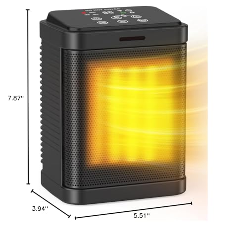 1500W Ceramic Space Heater, Digital Thermostat Indoor Heater, Black | 2S heat, ECO mode, 24H timer, 59-95F control, child lock, ETL tip-over and overheat safety - color: BLACK-R