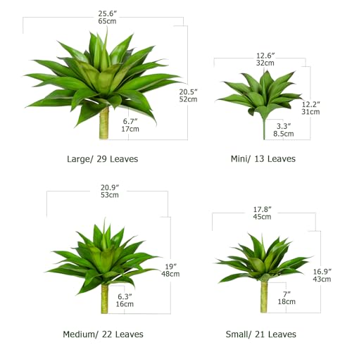 Ttranewsoo 28 Inch Artificial Agave Plants Outdoor Set of 2, Large Faux Succulent Plants for Indoor Home Decor, Realistic Fake Agave Greenery for Patio Porch Garden, UV Resistant Plants Without Pot - color: 28"green-2