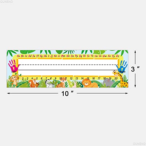 50 Pack Safari Animals Desk Name Tags Classroom Nameplates with Writing Line for Student Desks - color: Safari Animals