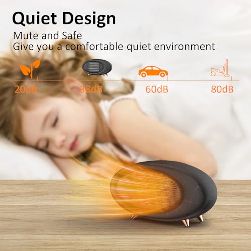Desk Heater,600W Energy Efficient Small Desk heater for Indoor Use,PTC Fast Heating Ceramic Space Heater for Bedroom Home Office Indoor Use(Grey) - color: Grey