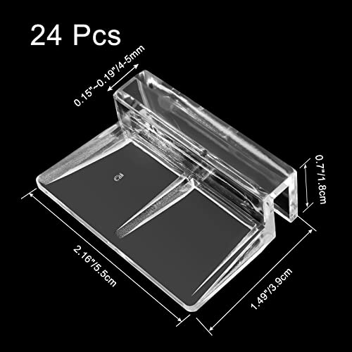 Aquarium Lid Clips, 5MM, 24 Pack | DIY Aquarium Lid Holder, Clear Acrylic, Fish Tank Support, Aquarium Glass Holder - size: 5MM