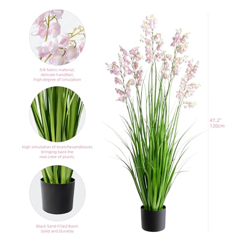Ttranewsoo Green Onions Home Decor Fake Plants Lily of The Valley Snake Plant Home DéCor Accents Artificial Grass Room Decor Artificial Plants Indoor Artificial Grass 47" 2PCS(Pink) - color: 120cm Pink-2pcs
