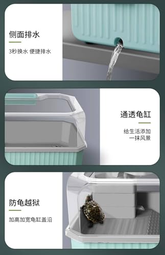 Reptile Tank Turtle Feeding Tank for Household use, Divided into Zones and Dual-use Easy Assembly(White)