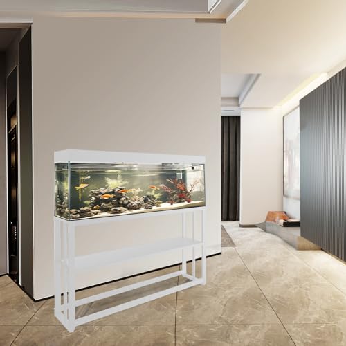 Akenow 55-75 Gallon Fish Tank Stand with Storage Shelf, 48.5 x14.9 x 29.2 Inch Aquarium Stand, Turtle Tank, Reptile Terrariums and Breeder Tank Stand,980LBS Capacity, White - color: White