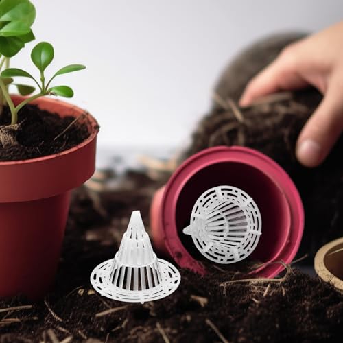 POPETPOP Flower Pot Hole Mesh Pad | Keeping Soil from Flowing, 50 Pack Drainage Pads and Pot Fillers - size: 5.50X4.70X3.40CM