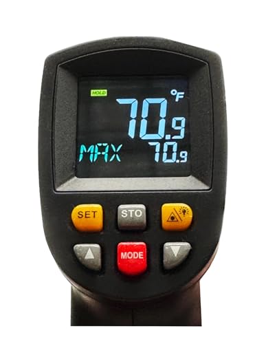 Sper Scientific 800131 Infrared Non-Contact High Temp Thermometer 12:1/1742°F with Color LCD and Laser Sight – Industrial Temperature Gun for HVAC, Automotive, Electrical, Cooking & More