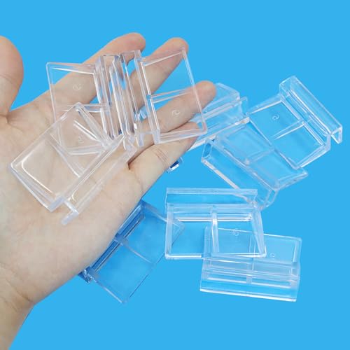 Hordion 20pcs Aquarium Lid Clip, 6mm Clear Acrylic Fish Tank Lid Holder | Aquarium Glass Cover Clips for Rimless Aquarium Fish Tank - size: 6mm