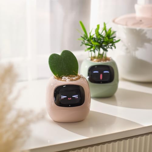 Smart Pet Planter APP AI Robot Garden Flower Pot Gift, Green | Plant Care Guidance with Emojis, Adorable Companion, Rich Gesture Interaction, Ideal Desktop Decor & Gift - color: Green