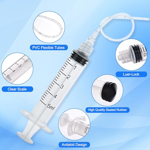 10 Pack 5ml Luer Lock Syringe - Syringes for Liquid with Soft Tube - Individually Pcakaged,Scientific Labs and Measuring, Refilling Inks - style: 5ml - 2.0mm Tube