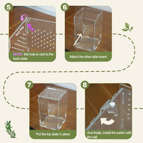 Small Acrylic Terrarium 4.7x4.7x7.8 inch, Transparent Reptile Enclosure Habitat with Ventilation, Mini Tank for Small Hermit Crab, Juvenile Gecko, Baby Lizard, Praying Mantis, Critters, Bugs & Insects