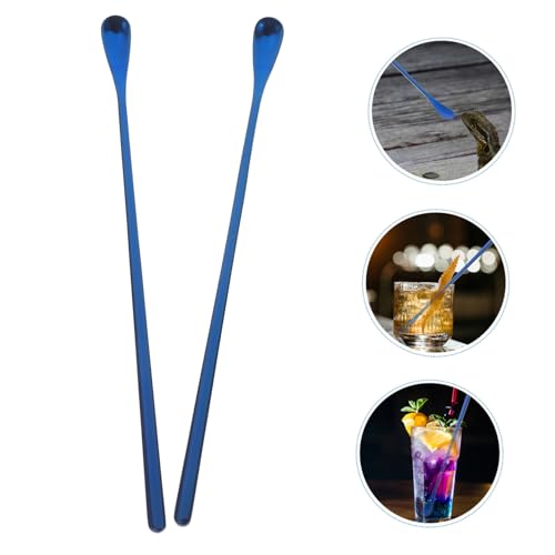 Happyyami 2pcs Reptile Accessories Small Animal Feeding Spoon Strong Handle for Pet Food Easy to Carry - color: Blue