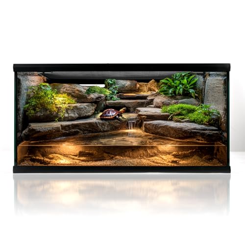 Reptile Glass Tank 20"*12"*10" Pre-Assembled Terrarium for Turtle,Hermit Crab,Bearded Dragon,Gecko,Lizard,Snake,Spider,Fish,Tarantula Enclosure with Top Screen Ventilation and Openning Door - size: 20*12*10inch