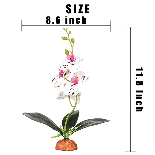 Spotted Fake Orchids, Reptile Terrarium Habitat Décor | for Gecko Snake Ball Python Lizard Terrarium Décor - color: Spotted