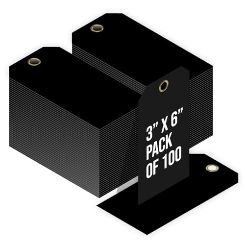 Tags 4 Less 15 Mil Waterproof Plastic Tags, Pack of 100 – 3” x 6” Heavy Duty Plastic Tags for Labeling, Outdoor Tagging, Equipment Labeling, Luggage, Valves & More (Black) - color: Black, size: 3" x 6"