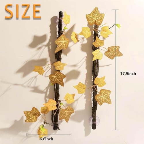 BNOSDM Reptile Climbing Branch Flexible Bend-A-Branch Jungle Vines Terrarium Plant Decoration with Suction Cup for Crested Gecko Chameleon Gecko Snake Tree Frog 2PCS, Yellow - color: Yellow