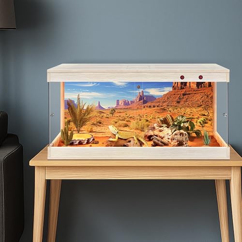 Royxen Reptile Enclosure,36 Gallons Reptile Tank with Wooden Top and Lockable Design,Tempered Glass Bearded Dragon Tank for Lizard Gecko Habitat (Oak,32" Length) - color: Oak, size: 36 Gallons,32" Length