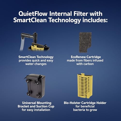 Aqueon QuietFlow Internal Filter with SmartClean Technology, Extra Small - size: Extra Small Filter, style: Extra Small Filter