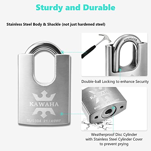 21/40KD-5SK High Security Stainless Steel Shrouded Padlock with Key for Both Indoor and Outdoor use (Heavy Duty, Anti-Rust) (1-9/16 in. (40mm), Keyed Different - 5 Stainless Steel Keys) - color: Keyed Different - 5 Keys, size: 1-9/16 in. (40mm)
