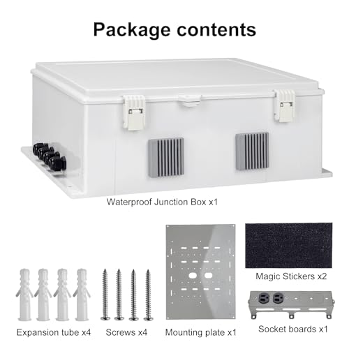 Namunanee Outdoor Electrical Junction Box with High Power Outlet, ABS Water Resistant Enclosure with Internal Mounting Panel & Hinged Cover. (18.1" H* 12.6" L* 6.3" W & Outlet) - size: 18.1"H x 12.6"L x 6.3"W & Outlet