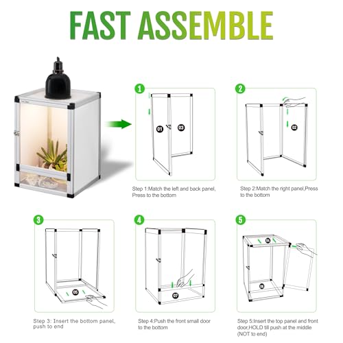Jumping Spider Enclosure, Small Reptile Cage Hatching Habitat, Toxirium 8" x 8" x 12" Screen & Acrylic Doors, Ventilated Terrarium for Lizards, Snakes, Frogs, Easy Assembly, Two Doors