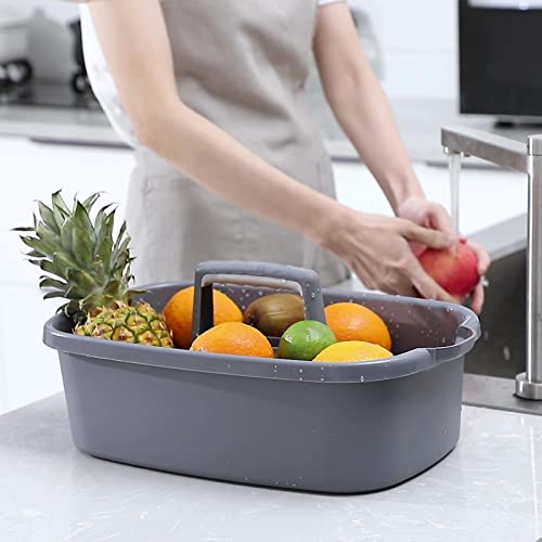 JiatuA Large Cleaning Supplies Caddy Portable Shower Caddy Basket Dark Gray | Sturdy Supply Organizer with Handle Plastic Bucket Tool Storage for Bathroom Bedroom Kitchen Garden College Dorm Essentials - color: Dark Gray, size: Large