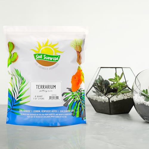 Soil Sunrise Terrarium Potting Soil Mix (8 Quarts) w/Blended Filtering Charcoal Custom Made for Terrariums