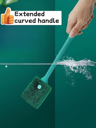 Double Sided Sponge Brush Cleaner, 2PCS, Long Handled | Fish Tank Brush, Aquarium Cleaning Tools, Fish Tank Glass Cleaner, Suitable for Glass Aquariums and Home Kitchens