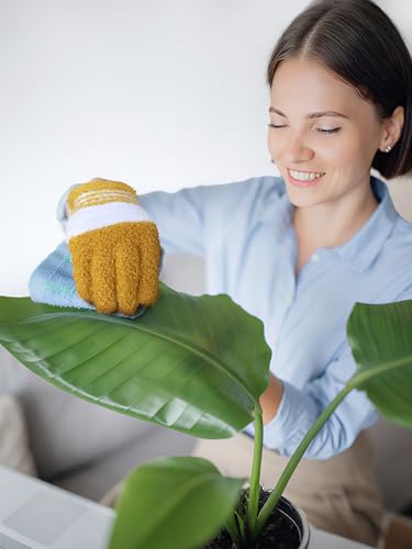Patelai 3 Pairs Microfiber Dusting Gloves for Plants Leaf, Small | Dark Blue, Gray, Khaki, White,Plant Cleaning Gloves, Reusable Washable Gloves,House Furniture Blinds Dusting - color: Dark Blue, Gray, Khaki, White, size: Small