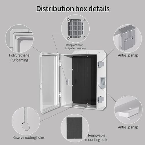 Namunanee Outdoor Electrical Junction Box, ABS Water Resistant Enclosure with Internal Mounting Panel & Hinged Cover (13" H* 9.2" L* 5.6" W) - size: 13"H x 9.2"L x 5.6"W & Standard