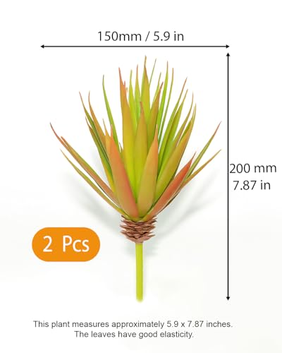 2 Pieces Realistic Artificial Faux Succulent Yucca Vera Greenhouse Small Plants Unpotted for Home Garden Decoration (Autumn Green) - color: Autumn Green