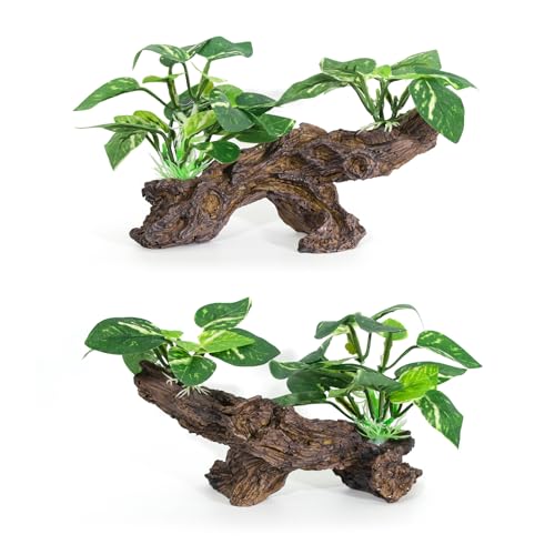 4PCS Driftwood Cave Aquarium Decor Silk Aquarium Plants for Betta Fish Tank Decorations