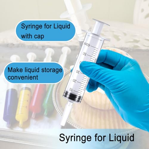 60ml Syringe for Liquid, Syringe Without Needle for Pet Feeding, Liquid Measurement, Individually Wrapped, Pack of 4 - size: 60ml