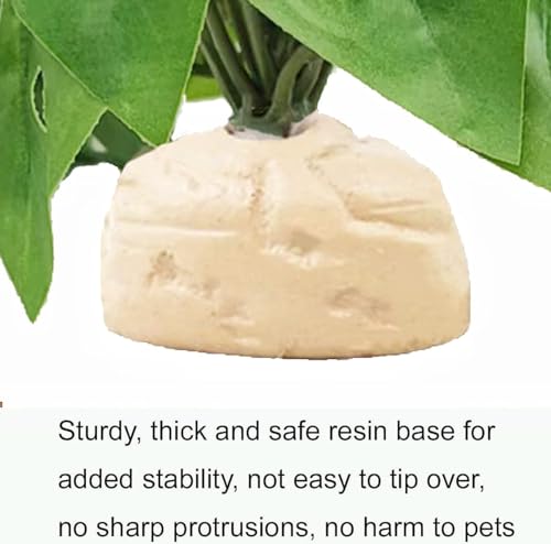 Fake Reptile Plants for Terrarium,Habitat Decor,Artificial Plant | Reptile Terrarium Decor,Fake Plants with Base for Bearded Dragon Gecko Tortoise Snake Tank Accessories-Monstera - color: Swiss Cheese