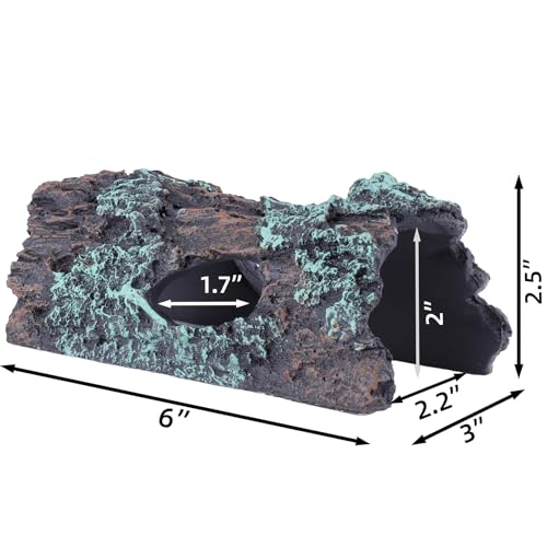 Natural Reptile Hide Basking Platform, Hideout Decor for Aquarium, Fish Tank, Bearded Dragon, Gecko, Shrimp, Betta (Glow-in-the-Dark Tree Cave, Small) - color: Glow-in-the-Dark Tree Cave, size: Small